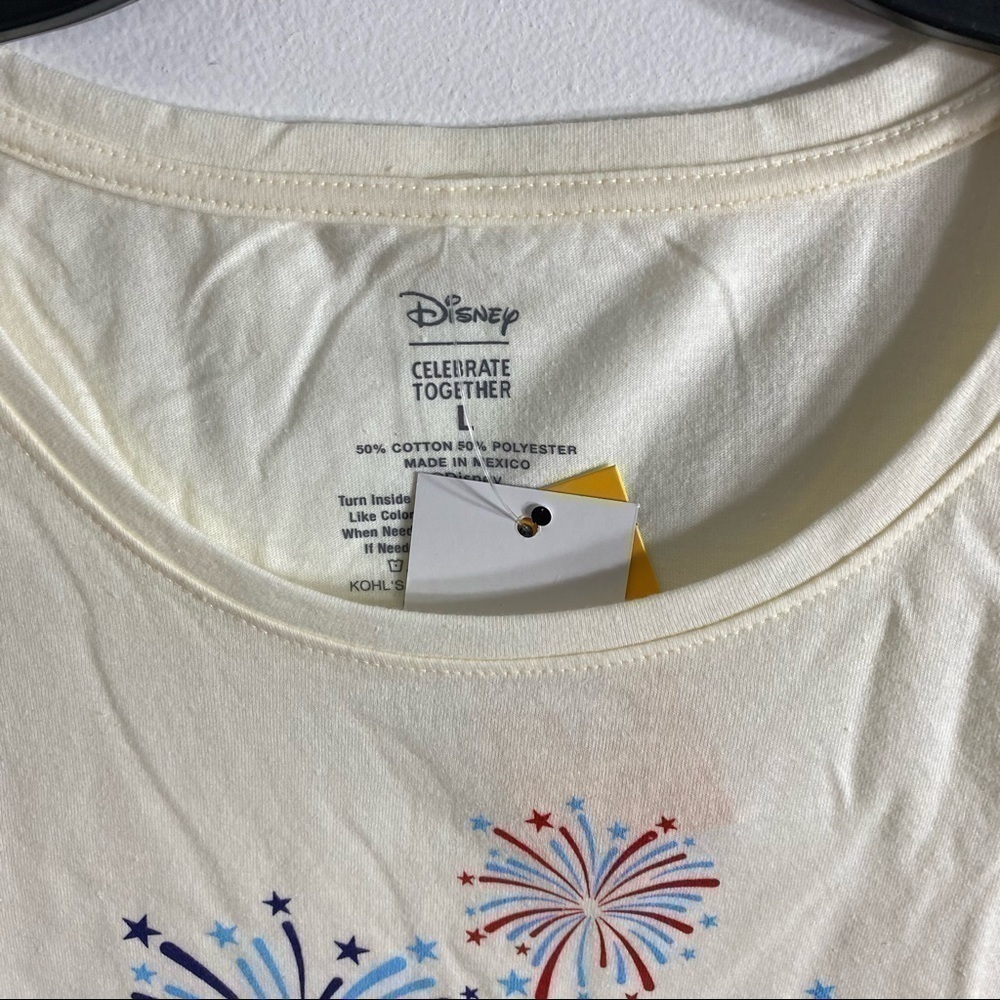 Disney Celebrate Fireworks T-shirt NWT Large Women’s Red White Blue Mickey - Picture 2 of 5